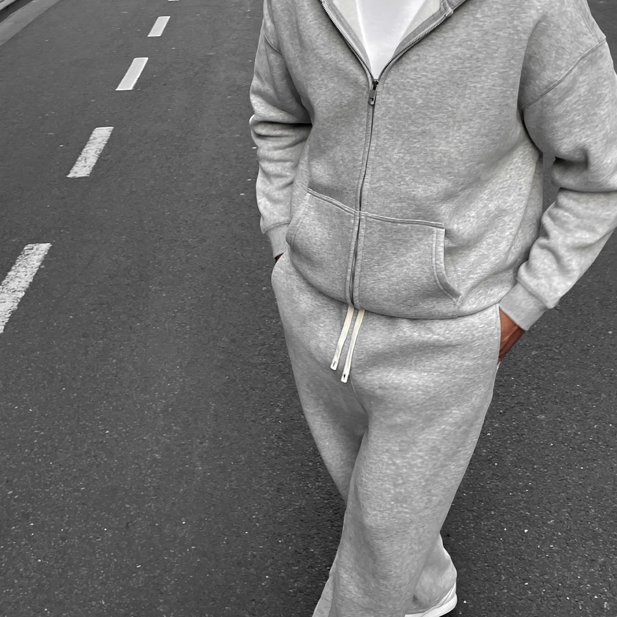 Grey Melange Zipper