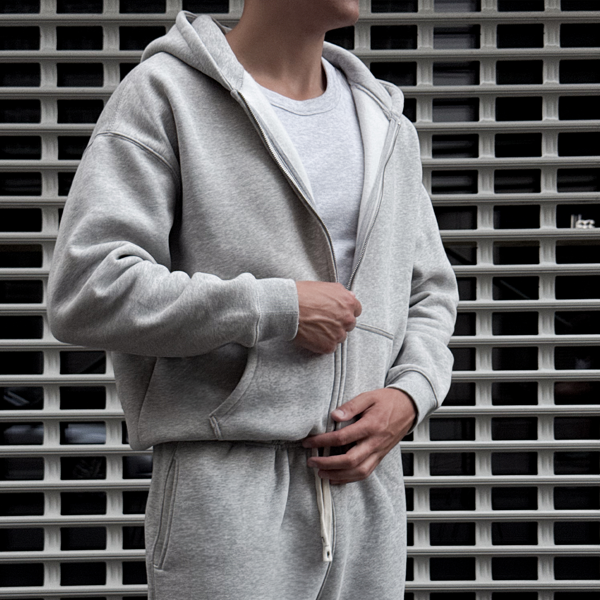 Grey Melange Zipper
