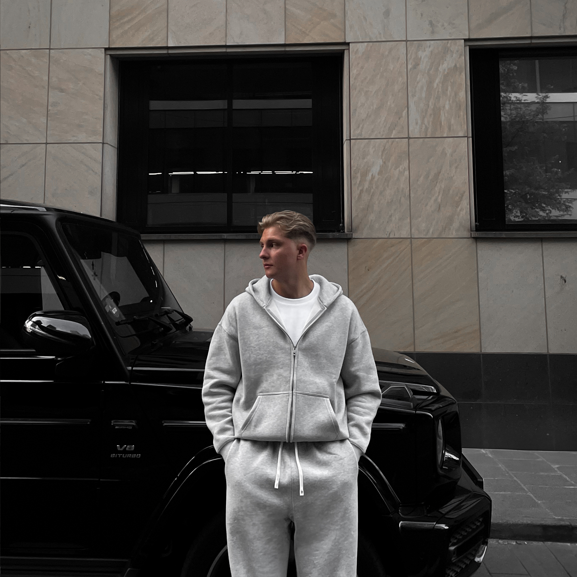Grey Melange Zipper